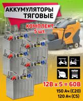 Комплект тяговых WET аккумуляторов Rutrike DT1275 (T1275) 60V100A/H C3