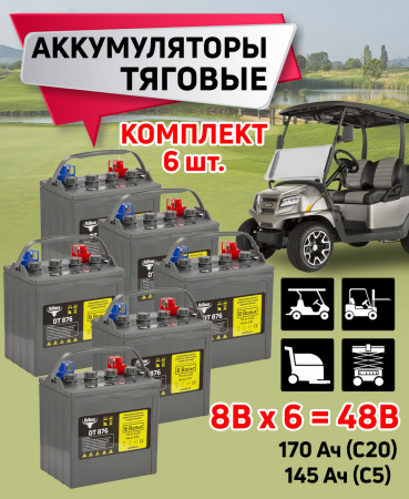Комплект тяговых WET аккумуляторов Rutrike DT876 (T-875) 48V120A/H C3