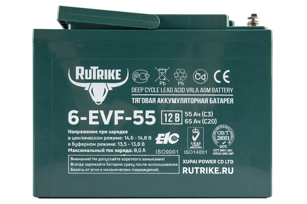Тяговый аккумулятор RuTrike 6-EVF-55 (12V55A/H C3)