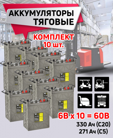 Комплект тяговых WET аккумуляторов Rutrike DT-J305 (J305H-AC) 60V215A/H